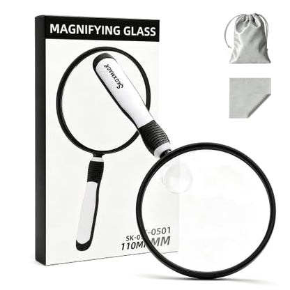 10X Magnifying Glass for Reading, 4.3" Senior Handheld Magnifier