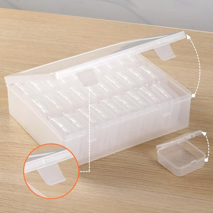 30Pcs Small Clear Plastic Bead Organizer Box with Hinged Lids&Labels Clear