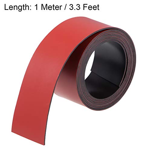 uxcell Dry Erase Magnetic Strip 1 Inch x 3.3 Feet Magnetical Sheet Labels Stickers Writable Red for Whiteboards Refrigerator and Crafts - color: Red