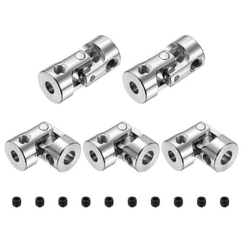 MECCANIXITY 5pcs Universal Joint Shaft Coupling, 4mm to 5mm Inner Dia Rotatable Steering Shaft U Joints Coupler with Screws for RC Car, Robot, Boat Drive Ship Motor Use - size: 4mm to 5mm