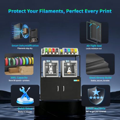 Multiple 3D Printer Stand with Filament Moisture-Proof Storage - color: 90 Rolls-300L