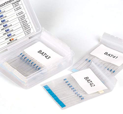 3pdt 70 pcs Blue Schottky Diode Assortment Kit: BAT41, BAT42, BAT43, BAT46, BAT47, BAT48, BAT82