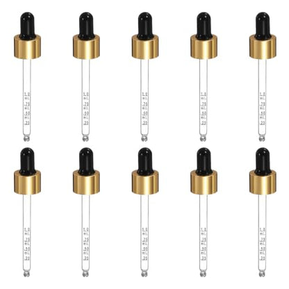 PATIKIL Glass Eye Dropper w/Measurement mark for 1.7oz Glass Bottles 10Pcs - color: Black/Gold Top, size: 1.7oz