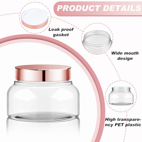 24 Pack Plastic Cosmetic Jars with Lids Label, 8 oz, Rose Gold - color: Rose Gold, size: 8 oz