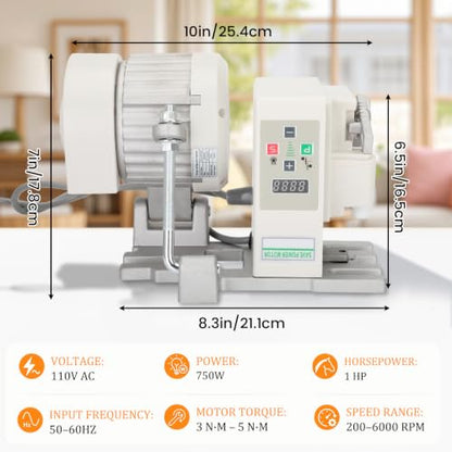 Sewing Machine Servo Motor, AC110V 750W 1HP Industrial Brushless Sewing Machine Motor with Controller and Foot Switch, Adjustable Speed 200–6000 RPM, CW/CCW Rotation, Low Noise, Energy Saving - color: 750W