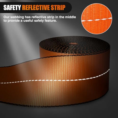 Nilight Truck Straps 4" x 30' Heavy Duty Tie Down with Flat Hooks - color: 4in x 30ft Truck Straps 2PCS Orange