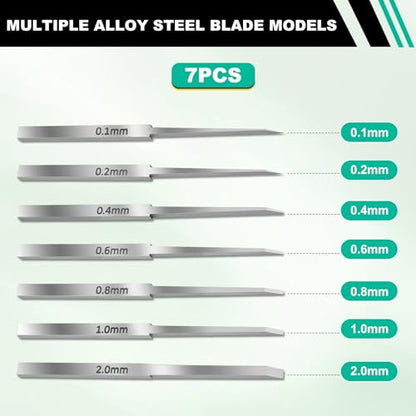 7-in-1 Model Scribe Tool with 7 Blades (0.1/0.2/0.4/0.6/0.8/1.0/2.0mm) for Gundam Resin Carved Scribing & Cutting - Ultimate Gunpla Model Chisel.