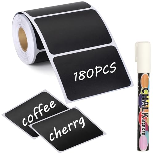 180 pcs Chalkboard Labels Stickers Waterproof Blackboard Reusable - color: Rectangular-180 Pcs