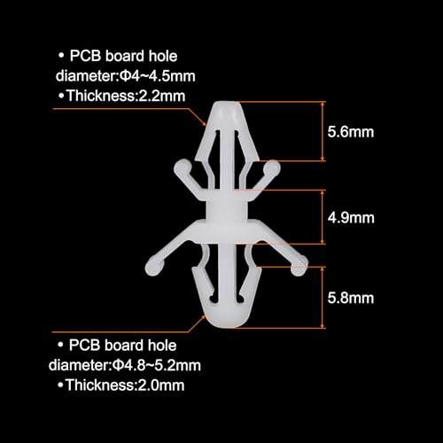 PATIKIL 60PCS PCB Board Isolation Column, Nylon Reverse Locking Circuit Board Clips Standoff Double Head Insulation Bracket Support Height 4.9mm /0.19" - size: 4.9mm /0.19"