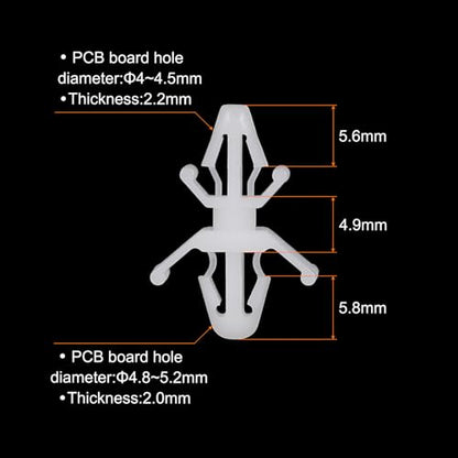 PATIKIL 60PCS PCB Board Isolation Column, Nylon Reverse Locking Circuit Board Clips Standoff Double Head Insulation Bracket Support Height 4.9mm /0.19" - size: 4.9mm /0.19"