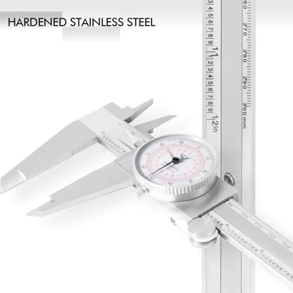 PECtools 12 Inch Dial Caliper, DIN 862 Double Dial Inch/Metric - size: 12“/300mm