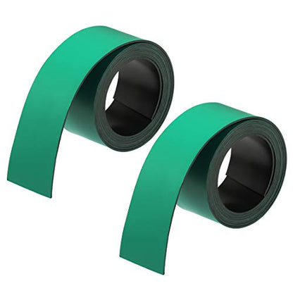uxcell 2 Pcs Dry Erase Magnetic Strip 1 Inch x 3.3 Feet Magnetical Sheet Labels Stickers Writable Green for Whiteboards Refrigerator and Crafts - color: Green