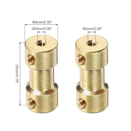 MECCANIXITY 6pcs 2mm to 2mm Brass Shaft Coupling Joint Connector with Screws and Hex Wrench Flexible Motor Shaft Coupler for Car Wheels Tires Shaft Motor - size: 2mm to 2mm