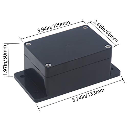 2 Pack Project Box IP65 Waterproof Junction Box ABS Plastic Black Electrical Boxes DIY Electronic Project Case Power Enclosure with Fixed Ear 3.94 x 2.68 x 1.97 inch(100x68x50mm) - size: 3.94"x2.68"x1.97"(2Pcs)