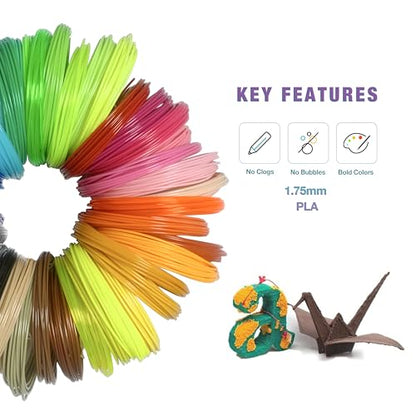 3D Pen PLA Print Filament Refills 1.75mm 20 Color 328 Ft 16.4 Ft Ea