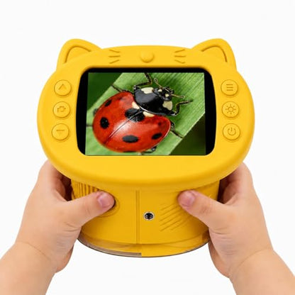 Kids Microscope 1000x Digital Handheld 2.4 in IPS Screen STEM Toy - color: Yellow