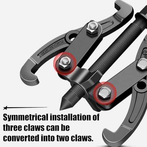 Car 3 Jaw Inner Bearing Puller, 8" Heavy Duty Pilot Bearing Gear Extractor Pulling Tool with Reversible Jaws, Automotive Gear Pulley Puller Removal Tool, Universal for Vehicles - size: 9.06"
