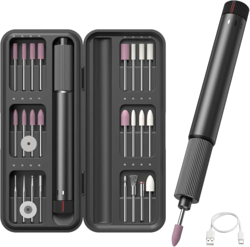 Professional Electric Engraving Pen Set, USB Rechargeable Precision Polishing Tool with 24-Piece Accessory Kit, Portable Carrying Case, Gentle Operation for Fine Work, DIY Craft Essential,Black