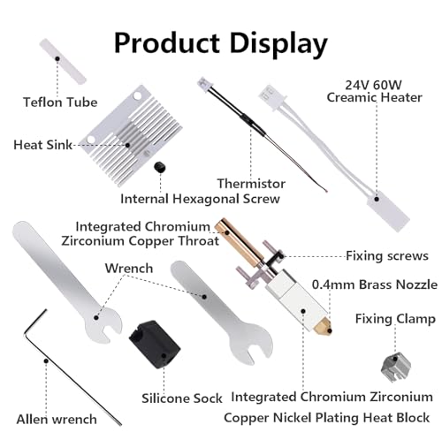 Upgrade Hotend Kit for Elegoo Neptune 4, Neptune 4 Pro, 3D Printer Ceramic Heater 24V 60W Print Head Extruder Hot End Kit Heating Block Kit for Neptune 4/Pro - style: Neptune 4 Upgrade