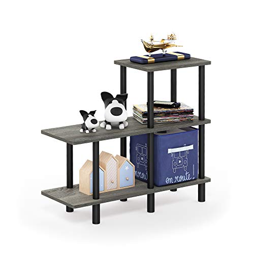 Furinno Turn-N-Tube 3-Tier Cube Ladder Shelf, French Oak Grey/Black - color: French Oak Grey/Black, style: 3-Tiers, Cube Ladder