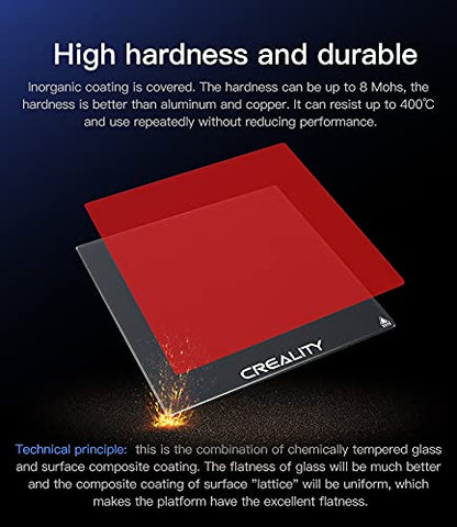 Creality Official CR-10 Platform Tempered Glass Bed with 4 Binder Clips, Removal Tool, 310x310x4mm, 3D Printer Cr-10s/Cr-10 V2 Upgraded Build Plate Printing Surface for Heated Bed - size: 310x310x4mm (CR-10)