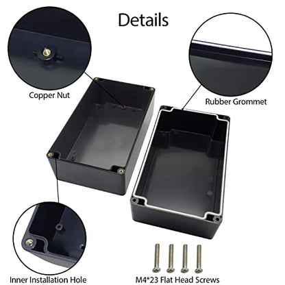 LeMotech Project Box ABS Plastic Junction Box IP65 Waterproof Hobby Box Electrical Boxes Universal Enclosure for Electronic Black 7.7X 4.6X 4.3 inch(200x120x113mm)（Pack of 1 - color: Black (1 pack), size: 7.7" x 4.6" x 4.3"