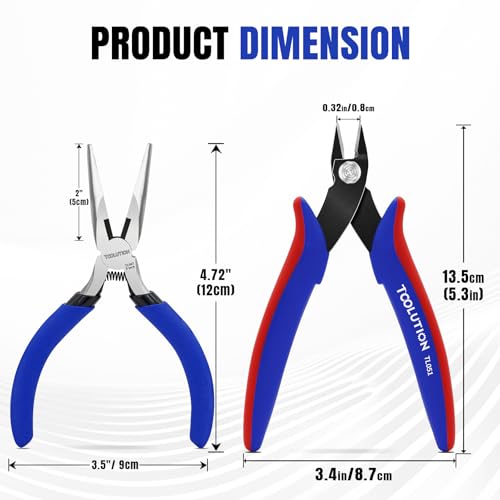 2 Pcs Micro Flush Cutters and Needle Nose Pliers Set, 5 Inch