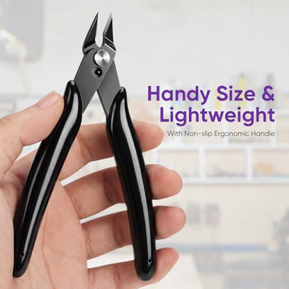 5 Inch Micro Wire Cutters, 1 Pack Precision Flush Cutters, Zip Tie Cutter - color: Black (1 Pack)