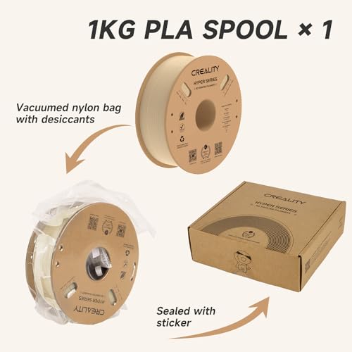 Official CREALITY Hyper PLA Filament 1.75mm, High Speed PLA 30-600mm/s Rapid 3D Printer Filament, Dimensional Accuracy +/-0.02mm, Stronger Toughness, Fit Most FDM 3D Printers，1KG(2.2lbs) Spool Skin - color: Skin