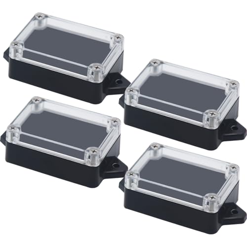 Junction Box, Zulkit Project Box IP65 Waterproof Outdoor Box ABS Plastic Electrical Boxes Electronic Enclosure with Fixed Ear 3.27 x 2.28 x 1.30(Pack of 4) - size: 3.27” x 2.28” x 1.30”(Pack of 4)