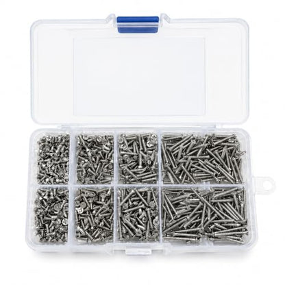 900 Pcs M2 Mini Screw Kit, Miniature Phillips Self Tapping Tiny Screws Assortment (M2x4/M2x5/M2x6/M2x8/M2x10/M2x12/M2x16/M2x20) - size: 5.51*3.74*1.18