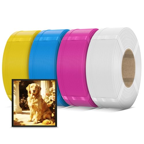 Inslogic Pre-Dried PLA Pro Filament Refill Bundle, CMYK Multicolor, 4×1kg - color: 4kg-refill White+magenta+cyan+yellow
