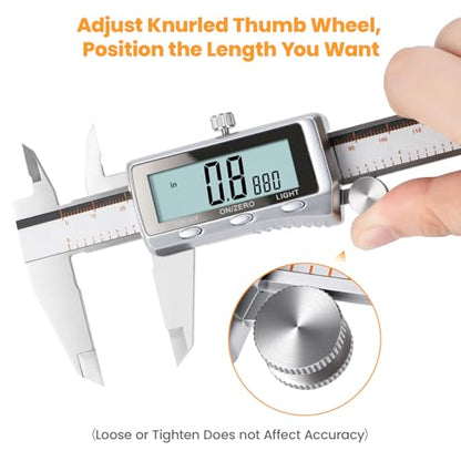 HARDELL Digital Caliper 6 Inch, Rechargeable All Metal W/Backlight Screen - size: 6 Inch
