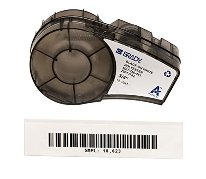 Brady Authentic (M21-750-461) Extreme-Temp Resistant Label for Lab, Equipment, and Asset Tracking Labeling, Black on White- For M210, M210-LAB, M211, BMP21-PLUS and BMP21-LAB Printers, .75" W, 21' L - size: .75"