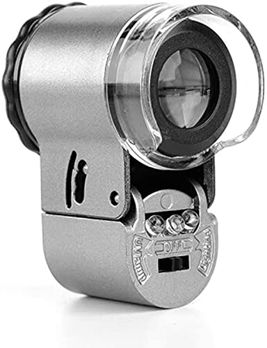 Mini Magnifying Glass 50X Handheld Pocket Magnifier with Built-in UV and LED Light, Professional Jewelry Jade Microscope Portable Pocket Magnifying Glass for Reading, Inspection, Observing, Jewelry - color: Gray