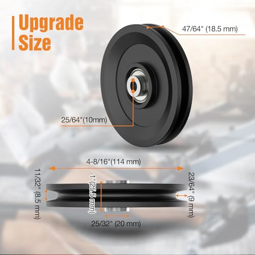 4.5" Universal Nylon Bearing Pulley Wheel Replacement - color: Black-2 Pack