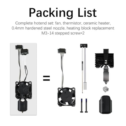 Bamboo Lab P1 Hotend Assembly Complete with Hardened Steel 0.4mm Nozzle,Ceramic Heater, Thermistor, Cooling Fan,Silicone Sock for P1S P1P 3D Printer Extruder Heating Block Replacement - size: 0.4MM, style: P1 Series