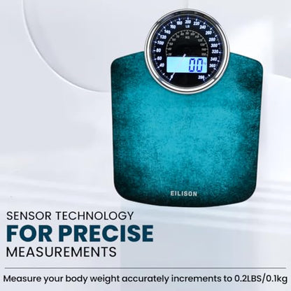 EILISON 2-in-1 Digital & Analog Bathroom Scale, 400 lbs, Large Display - color: Blue