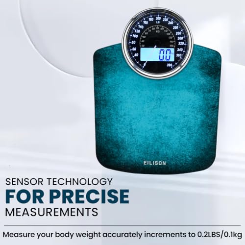 EILISON 2-in-1 Digital & Analog Bathroom Scale, 400 lbs, Large Display - color: Blue