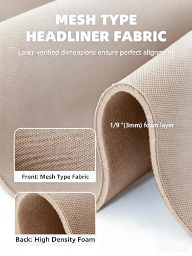 Brown Headliner Fabric Mesh Type - 120" L × 60" W Auto Head Liners, Fabric Tube Packaging with Foam Backing for Cars, Trucks, SUVs, RVs, Boats - Home Repair/DIY Headliner Material - color: Brown, size: 120"L×60"W