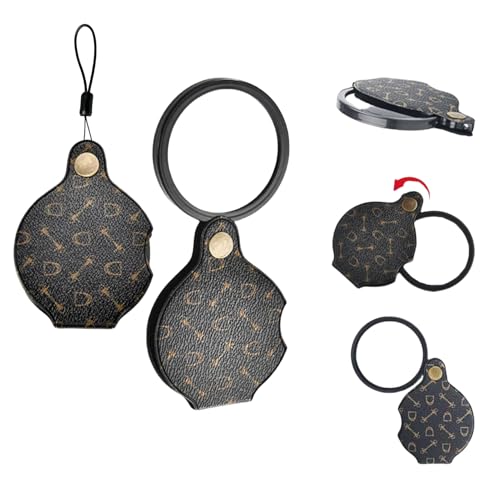 2PCS 15X Pocket Magnifying Glass Loupe with Leather Holster - color: Beige