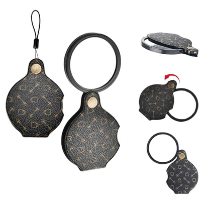 2PCS 15X Pocket Magnifying Glass Loupe with Leather Holster - color: Beige