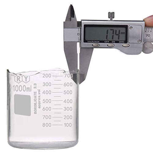 1000 mL Borosilicate Glass Low-Form Graduated Beaker - size: RY1000ml