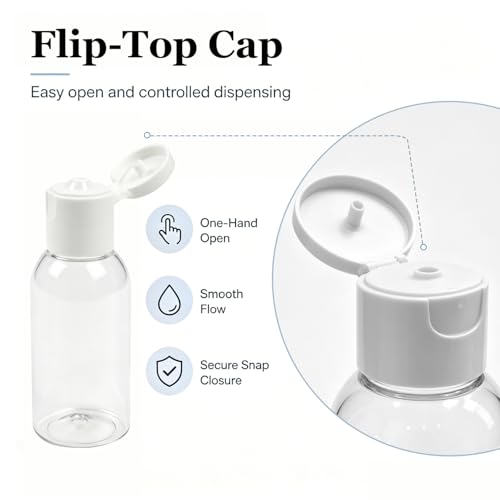 TRENDBOX 6 Pack Plastic Empty Bottles with Flip Cap for Shampoo, Lotions, Liquid Body Soap, Cream (1 oz / 30 ml) - size: 6 Count (Pack of 1)
