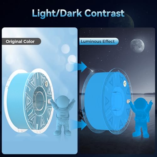 Creality Official Hyper PLA Filament 1.75mm, Glow in The Dark Filament, 3D Luminous PLA Printer Filament, RFID Filament, Best with UV Lamps, Fit Most FDM 3D Printers, 1KG Spool (2.2 lbs) Blue - color: Luminous Blue