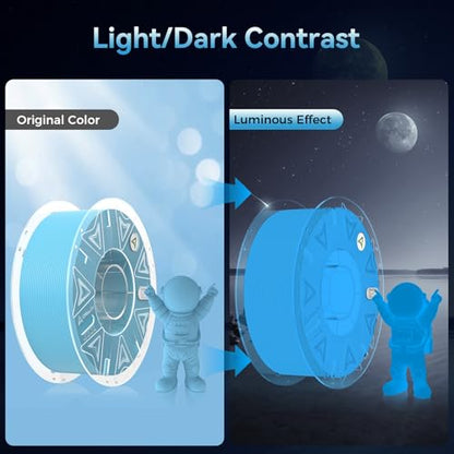 Creality Official Hyper PLA Filament 1.75mm, Glow in The Dark Filament, 3D Luminous PLA Printer Filament, RFID Filament, Best with UV Lamps, Fit Most FDM 3D Printers, 1KG Spool (2.2 lbs) Blue - color: Luminous Blue