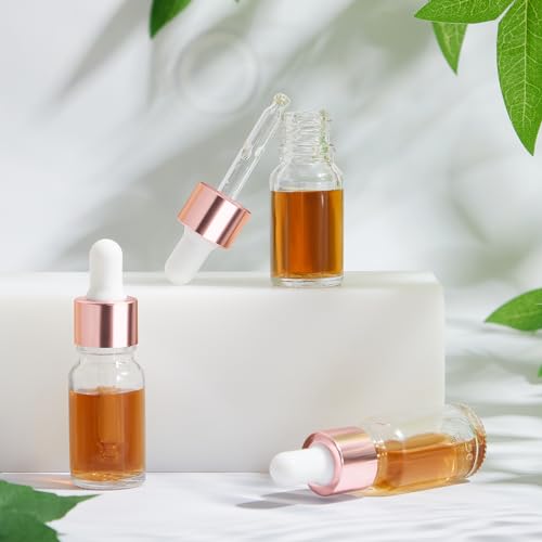 Didaey 100 Pcs Mini Glass Oil Dropper Bottle, 10 ml, Rose Gold - color: Rose Gold, size: 10 ml