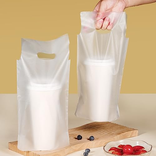 Elyfree Drink Carrier for Delivery, Clear Cup Carrier with Handle for Drink Cups/Coffee/Tea/Juice, Plastic Bags for Drinks, Portable Take Out Bags for Coffee Shop/Restaurant/Bar (1 cup, 100 Pack) - color: 1 cup, 100 Pack