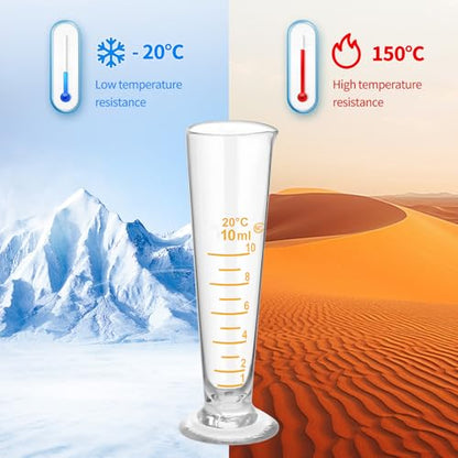 Baluue 10ml Graduated Cylinder, Borosilicate Glass Measuring Cup with Pour Spout, Conical Precise Lab Graduated Measuring Cylinder for Liquid, Science Labware - size: 10ml