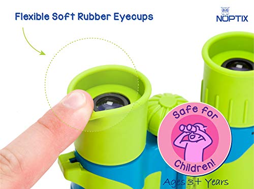 Binoculars for Kids - Vibrant Green Blue - Real Kids Binoculars Ages 4-8 - color: Green Blue